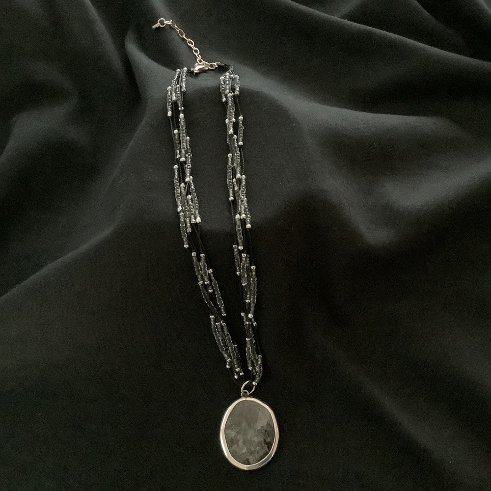 Silpada Sterling Feldspar Stormy Night Multi Strand Silk Necklace